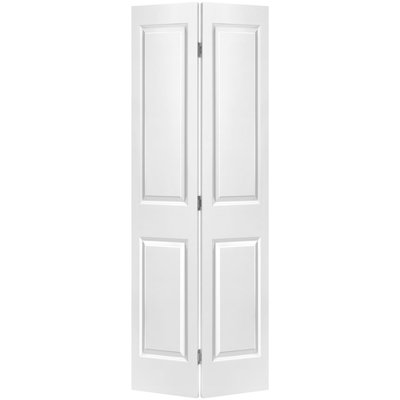 (Incomplete) Paneled Manufactured Wood Primed 2-Panel Square Top Interior Bi-Fold Door
