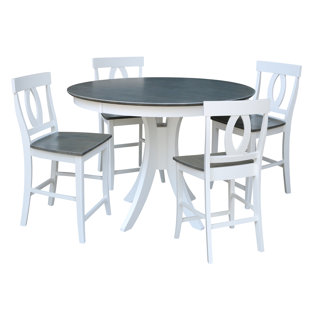 48 Round Fixed Top 5 Piece Pedestal Counter Height Pub Set