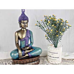 Buddha Ornament Meditating Sitting Figure Statue Figurine White Gloss Fair Trade 