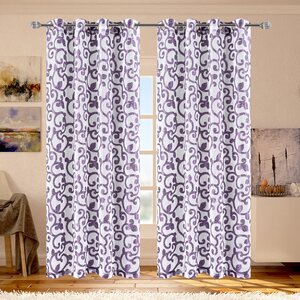 Ella Geometric Sheer Grommet Single Curtain Panel