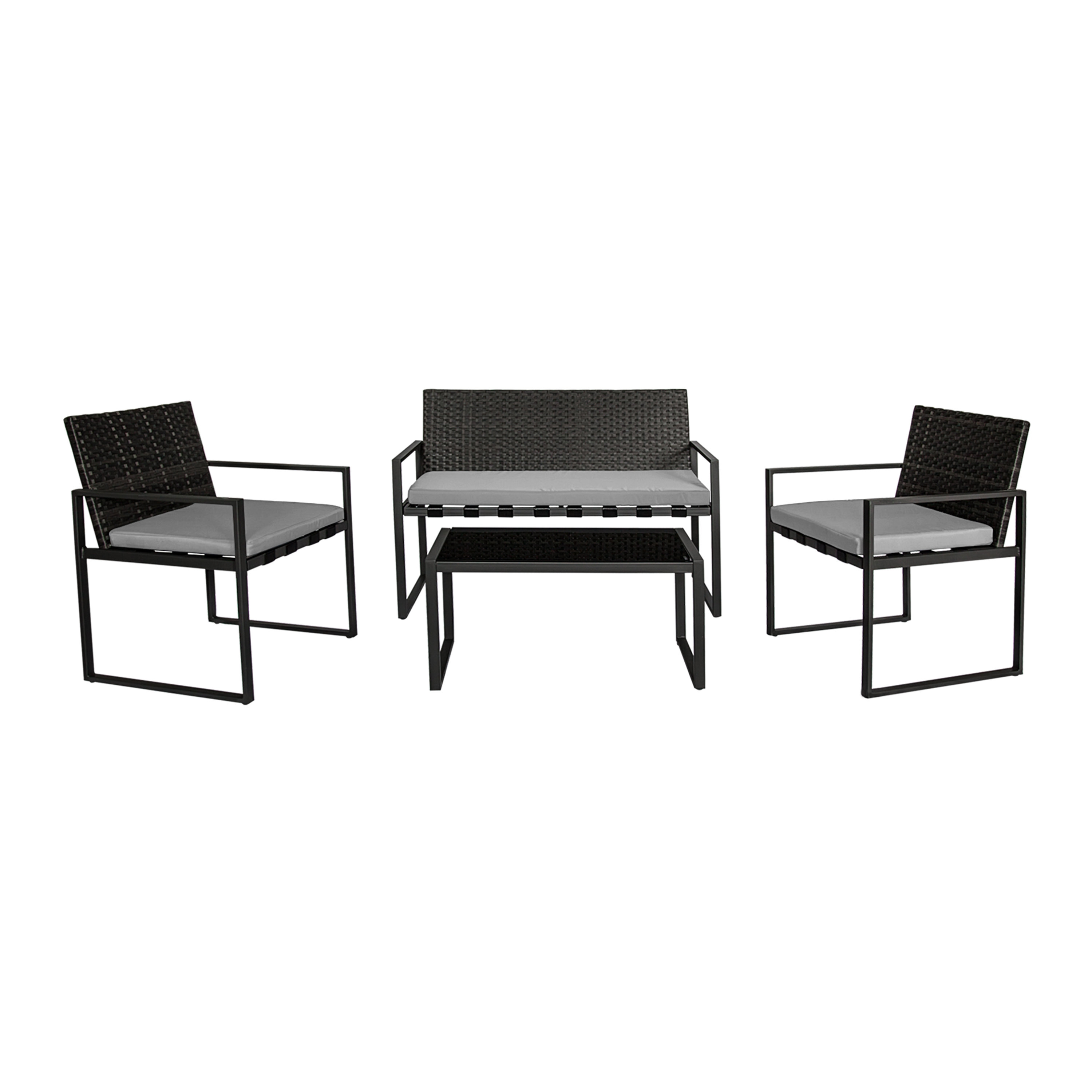 O Kean Outdoor Conversation 4 Piece Rattan Sofa Set With Cushion