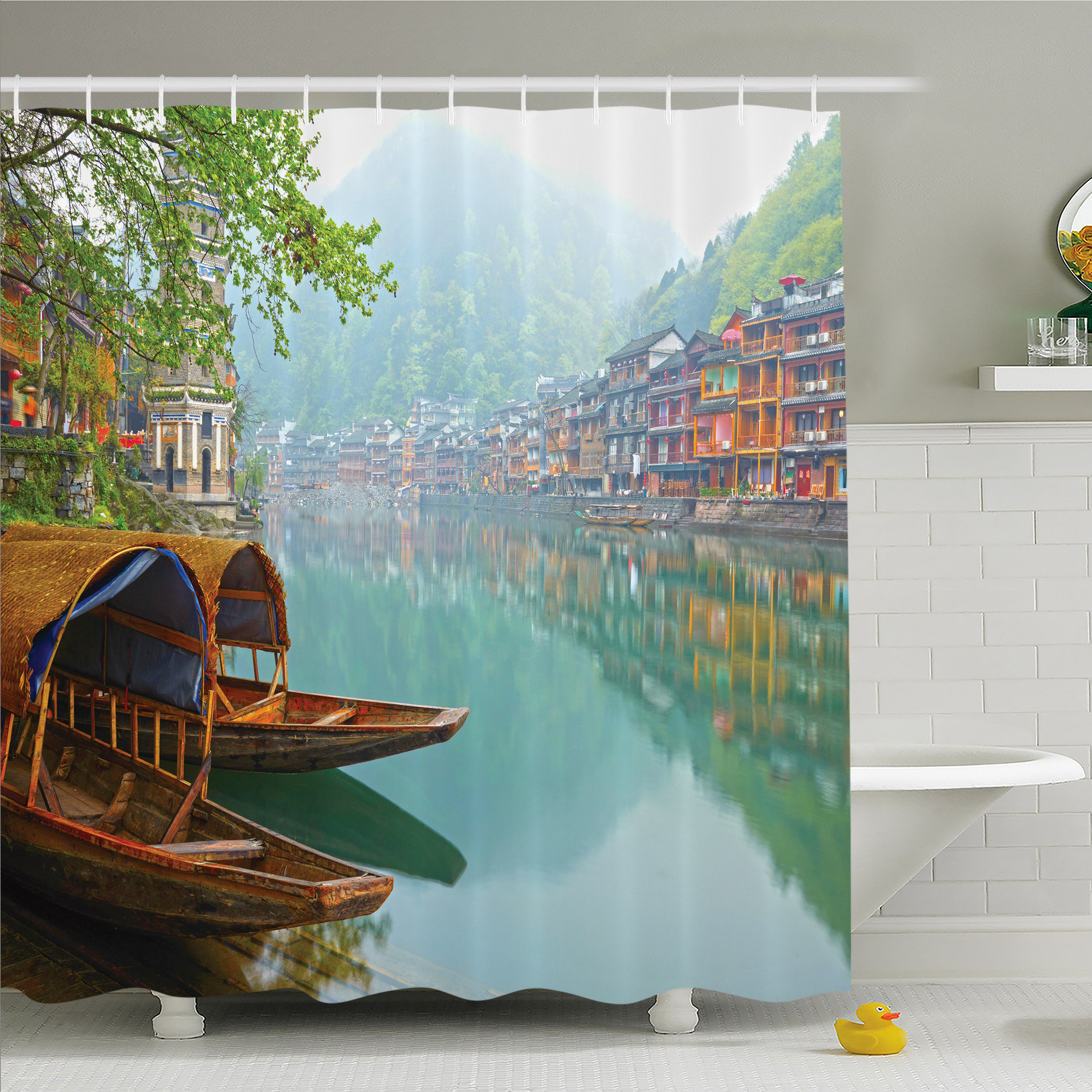 Latitude Run Nash Old Chinese Suburbs Lake Canal With Wood Boats