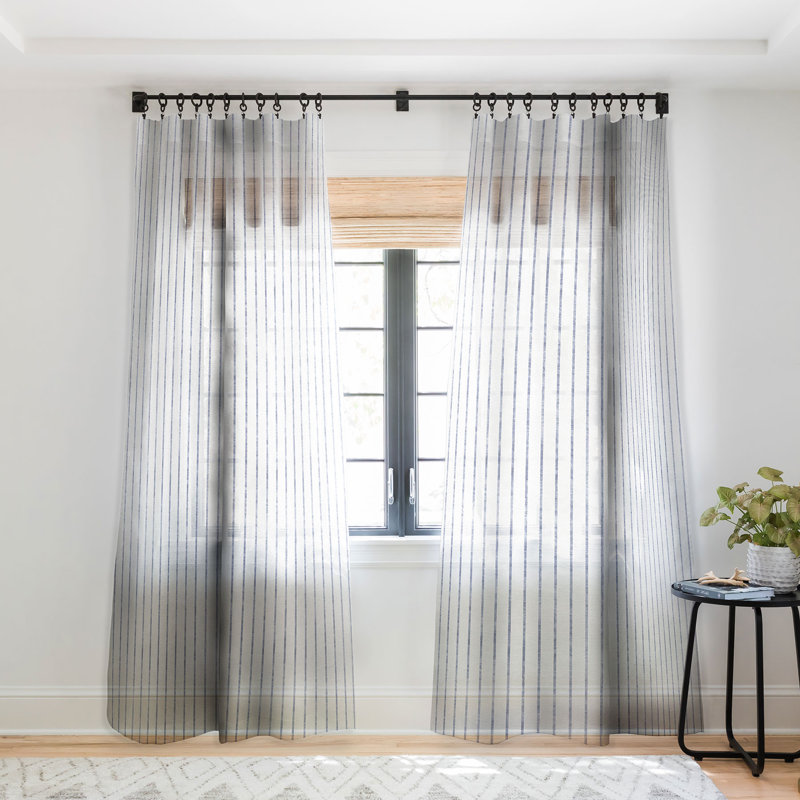 East Urban Home Holli Zollinger Aegean Wide Striped Sheer Curtain