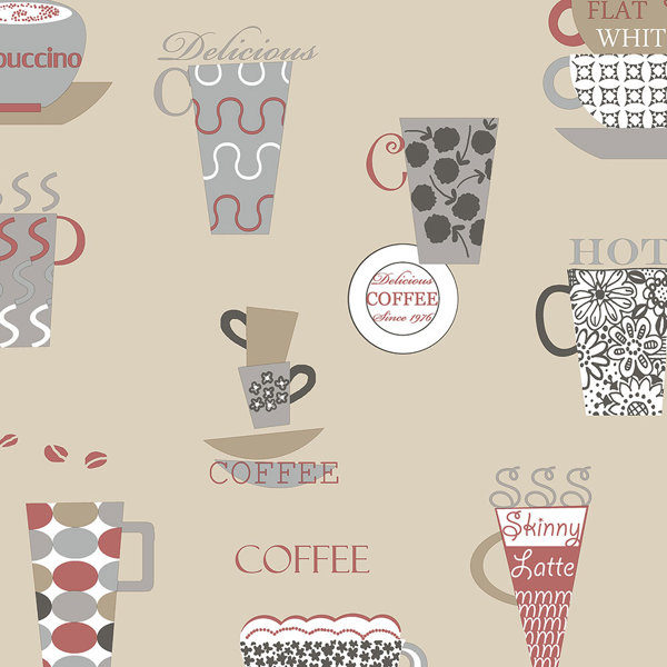 CUPS WALLPAPER BORDER HOT DRINKS-CAFE LOOK MUGS