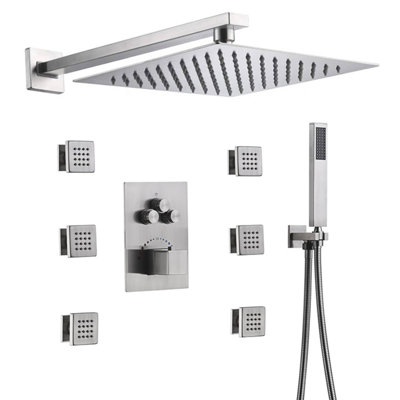thermostatic complete shower system with rough-in valve 