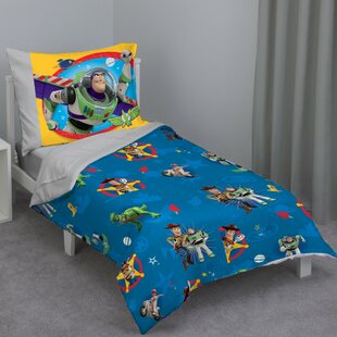 Official Disney Pixar Product Fade Resistant Polyester Microfiber Fill Super Soft Kids Reversible Bedding features Buzz Lightyear and Woody Disney Pixar Toy Story Green Man Twin Comforter 