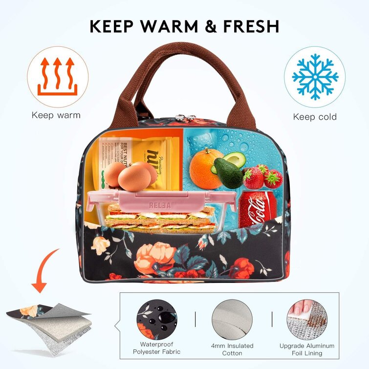 Floral Fushion Lunch Bag Cooler Bag Picnic Travel Ideal for School or Work