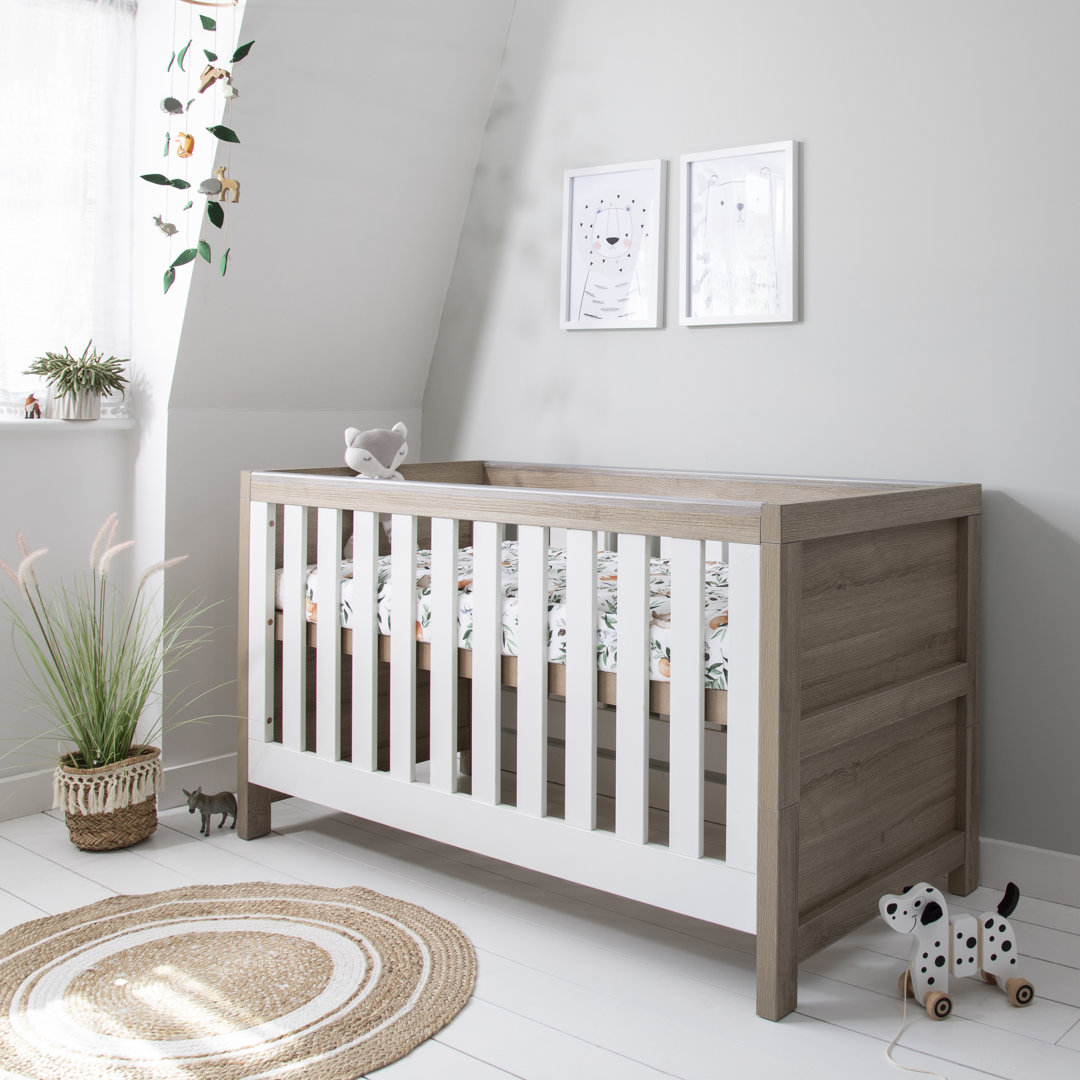 Modena Baby Cot Bed - White Oak