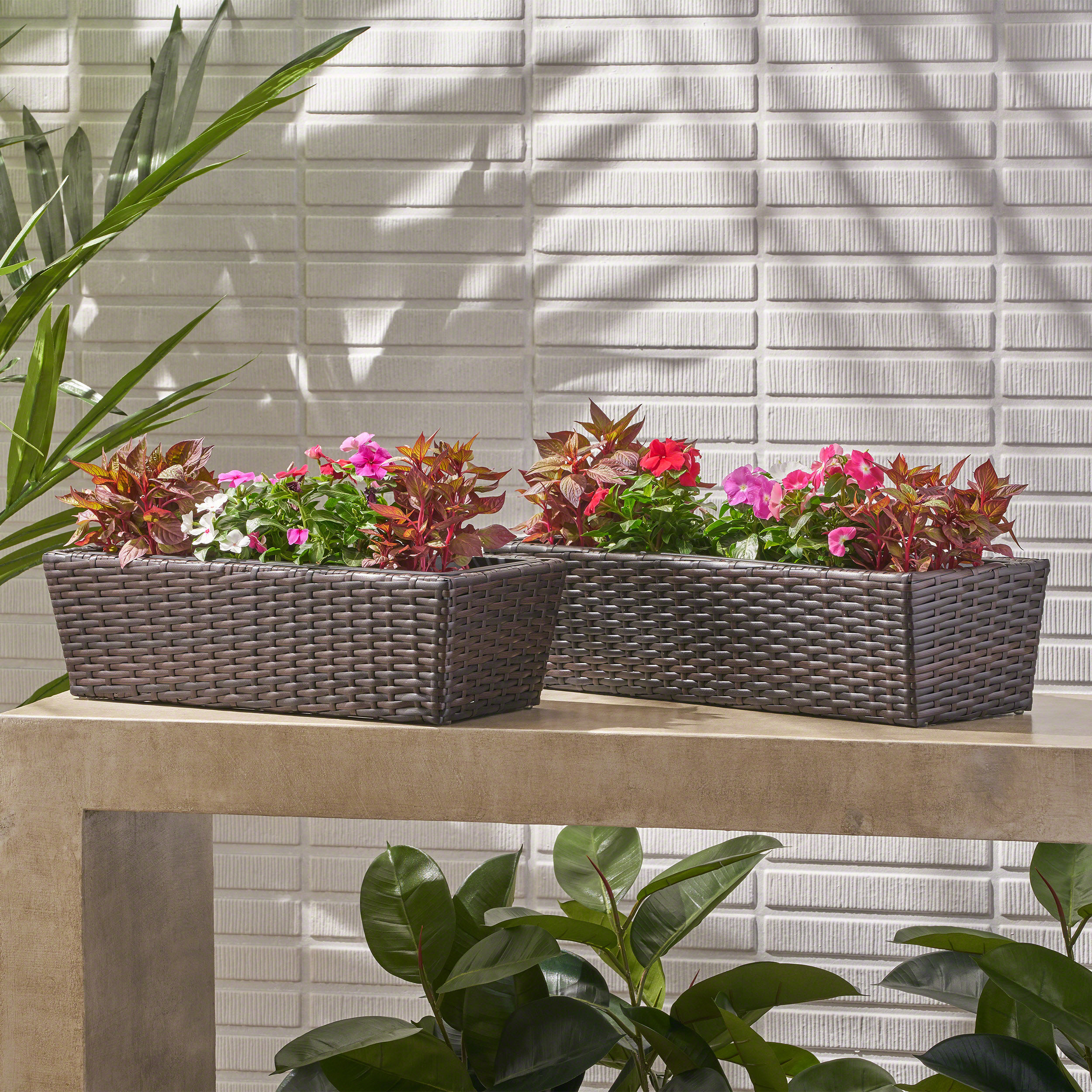 Charlton Home Mckernan 2 Piece Polyethylene Wicker Planter Box Set Wayfair