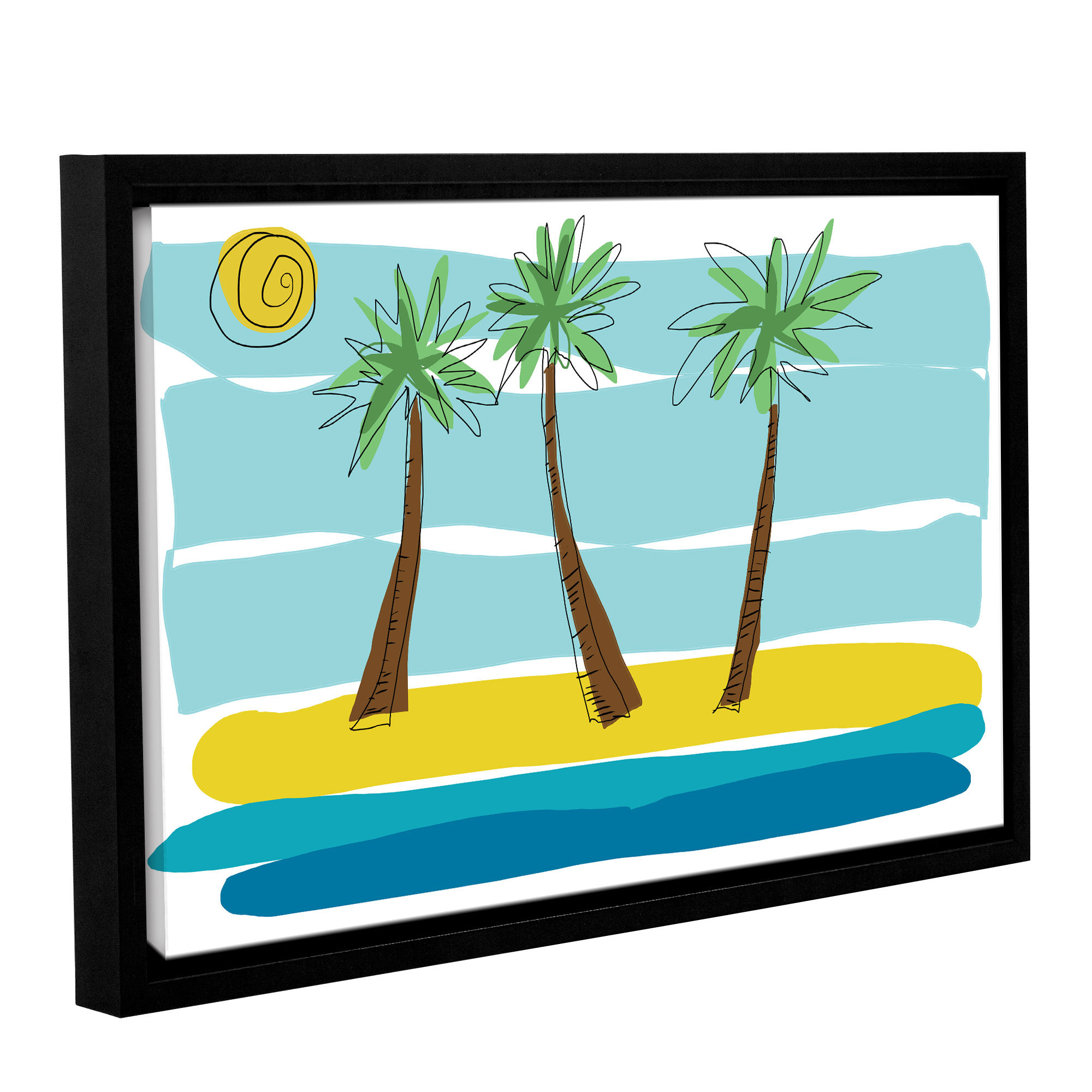 Highland Dunes Day Palms I by Jan Weiss Floater Frame Painting on