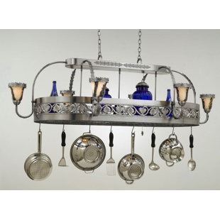 Lighted Hanging Pot Racks You Ll Love Wayfair Leaf Chandelier Pot Rack With Shade