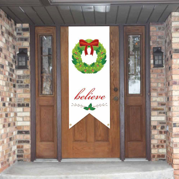 CHRISTMAS SNOWMAN HANGING DOOR BANNER--SATINY CLOTH HAPPY HOLIDAYS 14X40 INCHES 