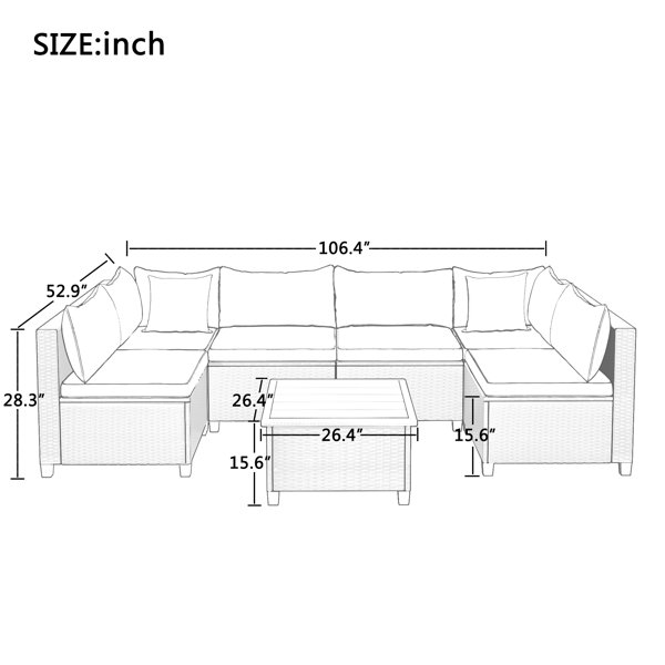 Longshore Tides Courtright 7 Piece Rattan Sectional Seating Group With Cushions Wayfair