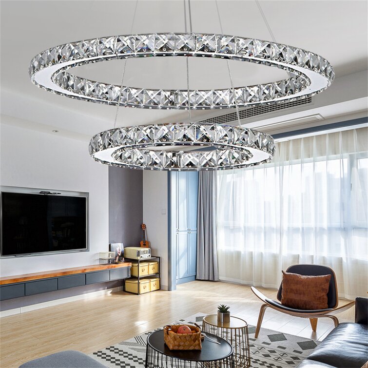 LED Galaxy Crystal Chandelier Adjustable Pendant Light Living Room Ceiling Lamp 