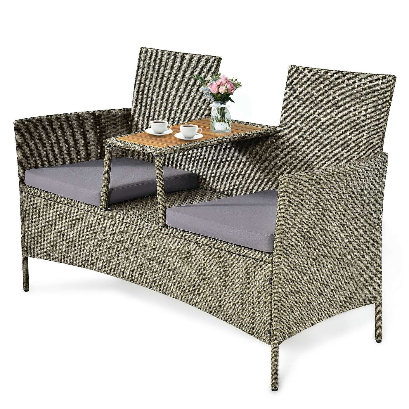 rattan tete a tete loveseat