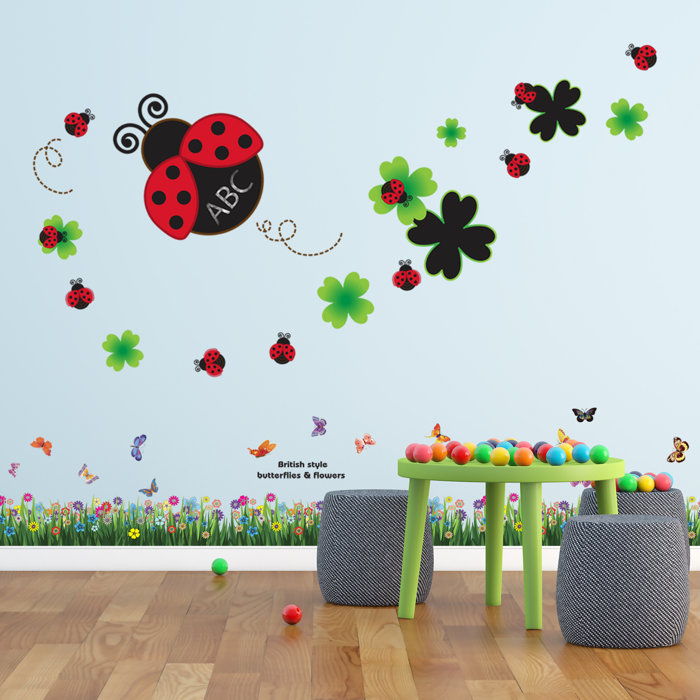 Zoomie Kids Howley Blackboard Lady Bird And Butterflies Grass