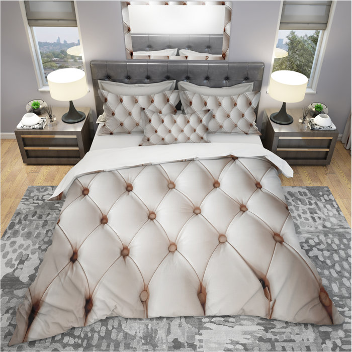East Urban Home Designart Diamond Shaped Leather Couch Duvet Cover