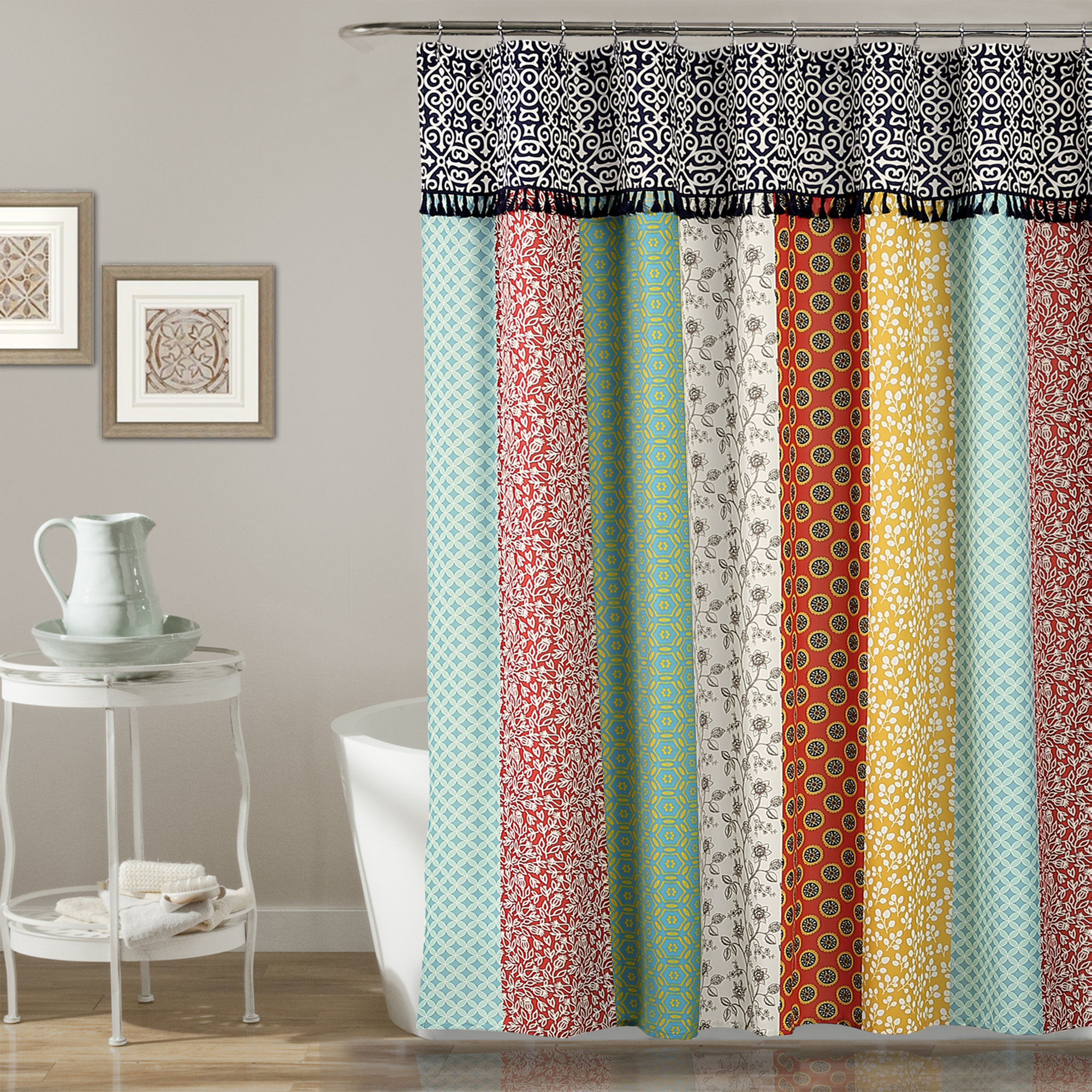Ronlad 18 Piece Shower curtain set with Geometric design Made of 100/%polyester.