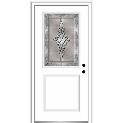 Grace Painted Both Sides Different 1/2 Lite 1-Panel Fiberglass Prehung Front Entry Door on 4-9/16