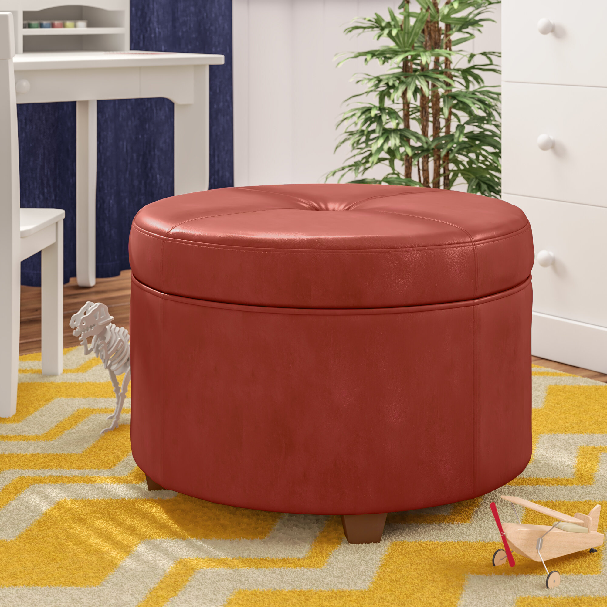 storage stool leather