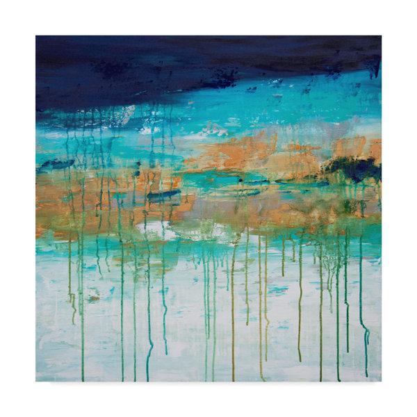Trademark Art Lithosphere Orange Blue White Acrylic Painting