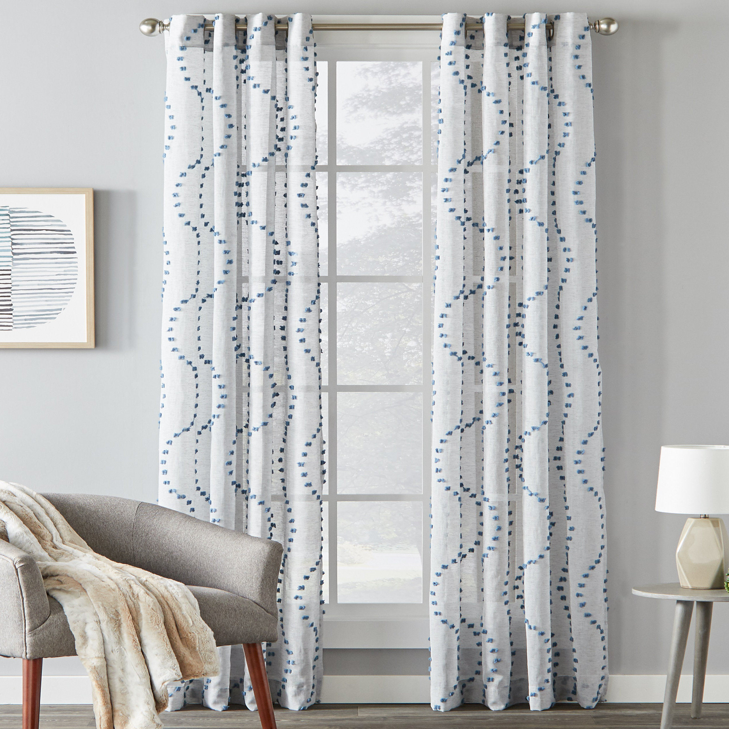 Wrought Studio Shanae Damask Semi Sheer Grommet Single Curtain Panel Reviews Wayfair