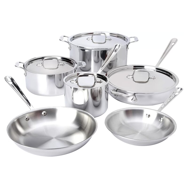 All-Clad D3™ Stainless 10 Piece Stainless Steel Cookware ...
