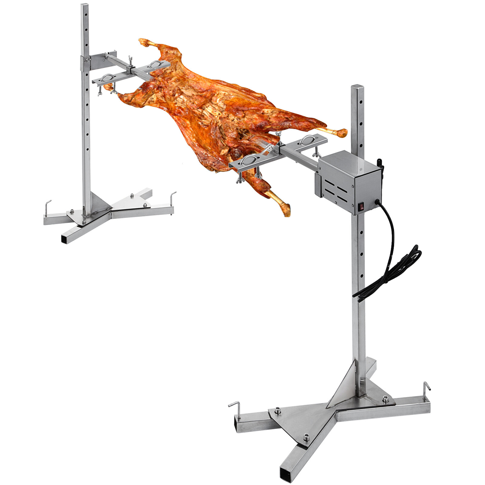 46" Large Stainless Steel BBQ Pig Lamb Chicken Spit Roaster Rotisserie Cooking 