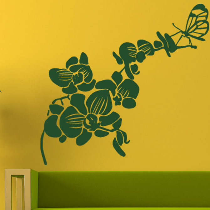 Abstract Sunflower with Butterfly Highest Quality Wall Decal Sticker