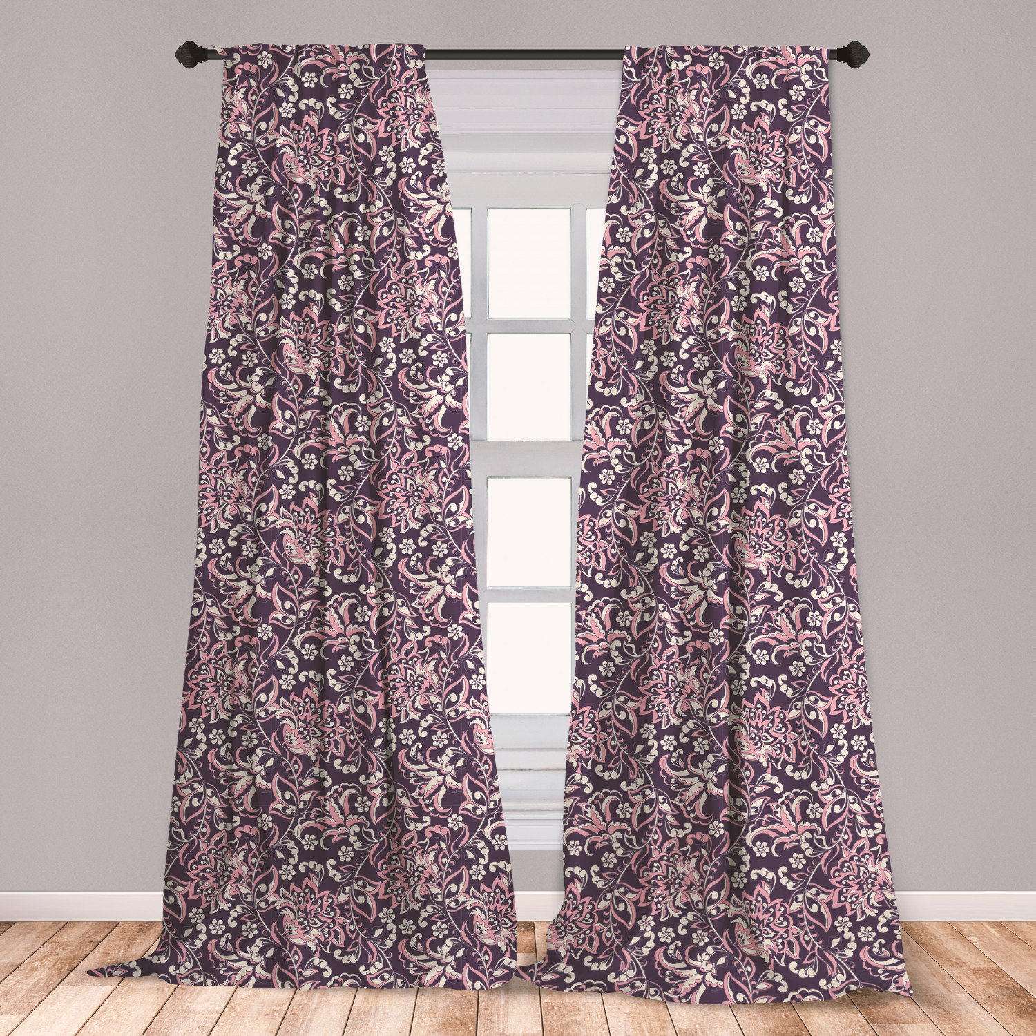 East Urban Home Ambesonne Vintage Curtains Flowers Damask