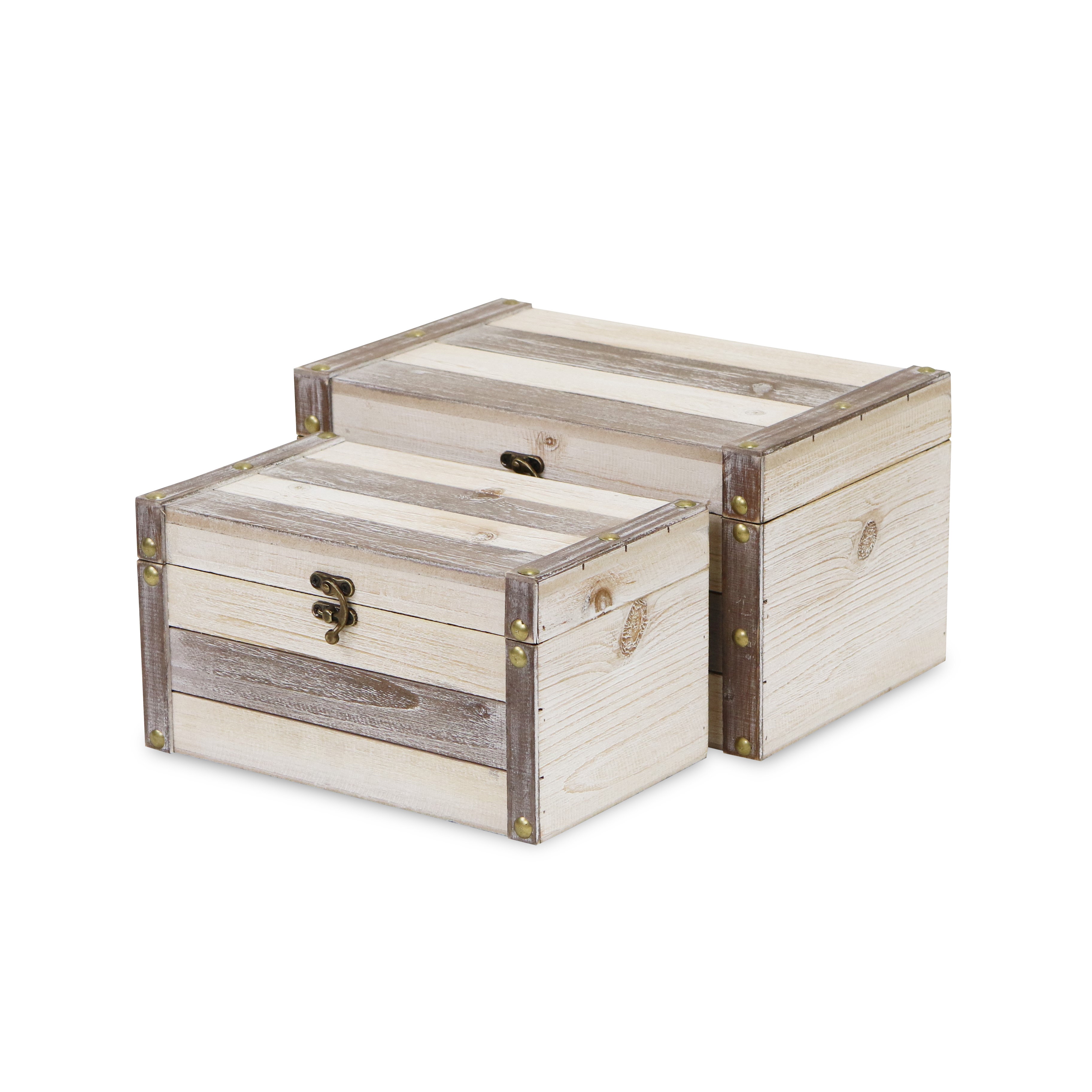 Gracie Oaks Quinata 2 Piece Wood Storage Memory Box Set Wayfair