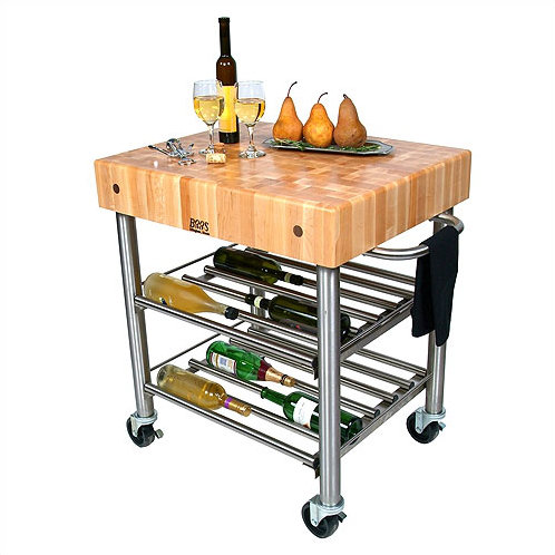 Cucina Americana D'Amico Kitchen Cart with Butcher Block Top