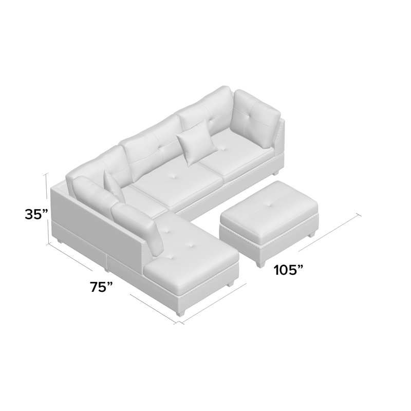Winston Porter Sunnydale 105 Left Hand Facing Sectional With Ottoman Reviews Wayfair