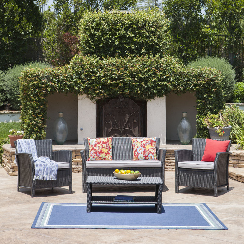 Brassard 4 Piece Rattan Sofa Set with Cushions