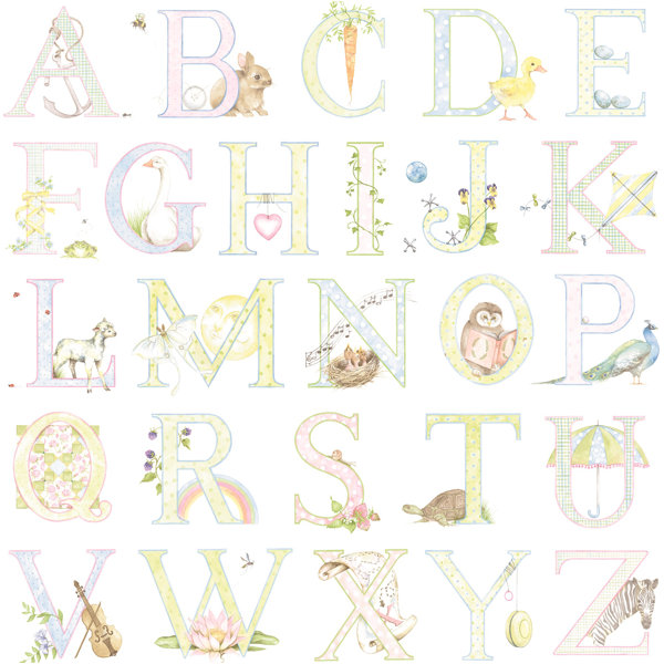 Isabelle Max Yahya Kids Pastel Alphabet 33 L X 20 5 W Wallpaper Roll Wayfair