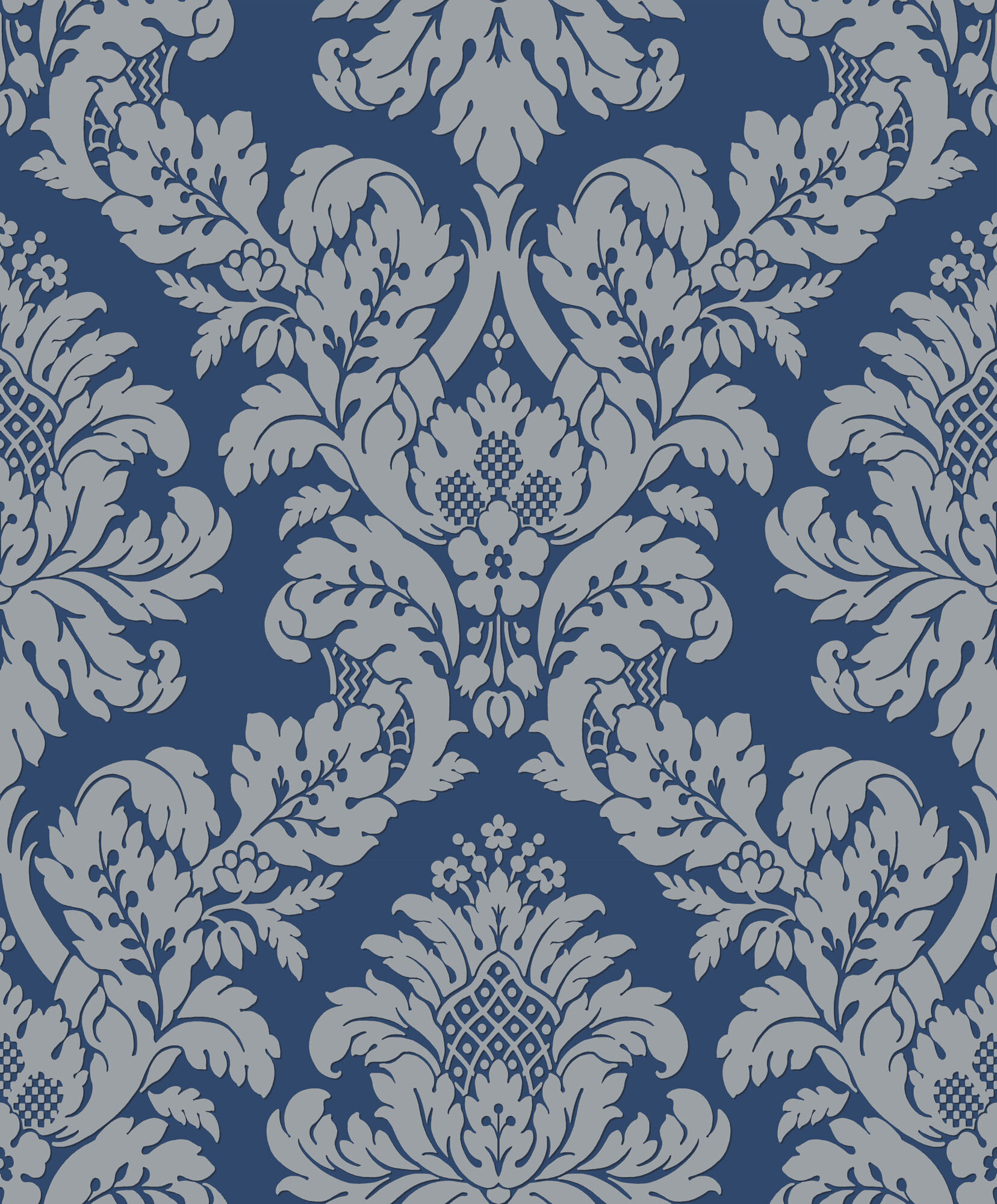 Featured image of post Dark Blue Damask Wallpaper