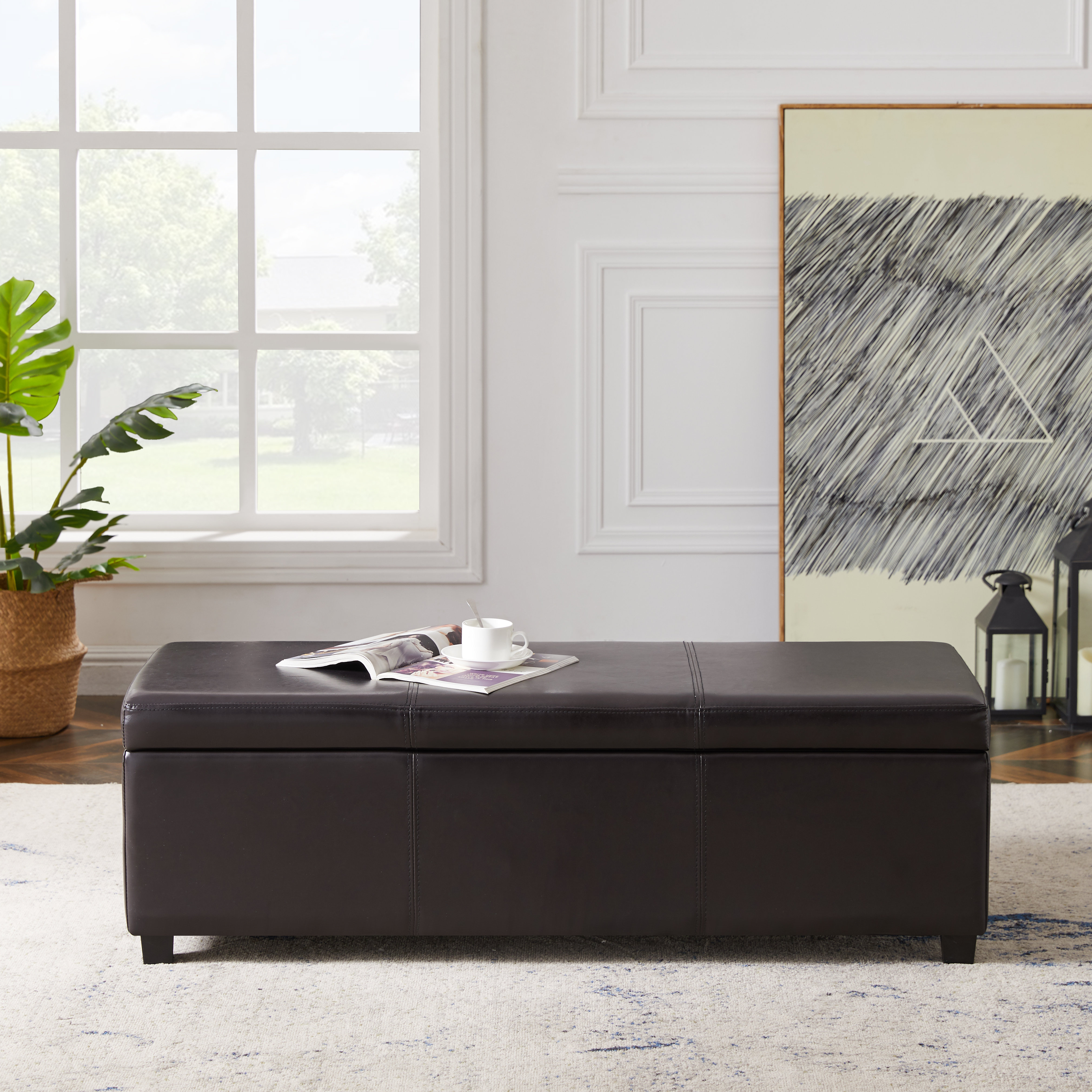 Window Seat Storage Bench Bed Ottoman Box Dark Grey Footstool Hallway Bedroom