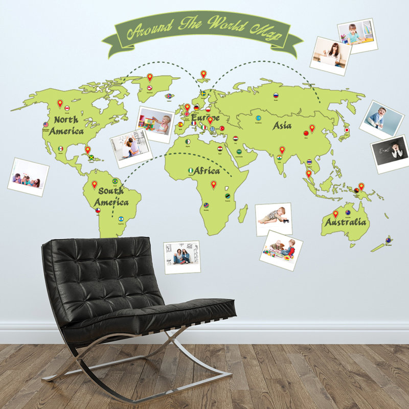 walplus around the world map wall decal | wayfair