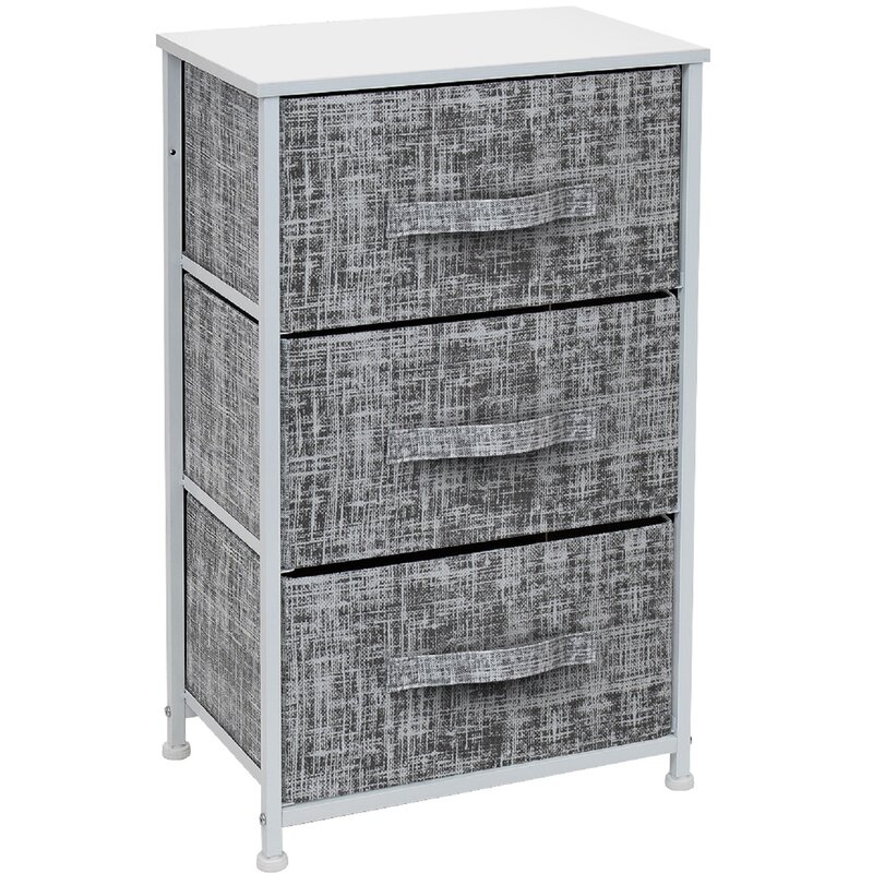 Sorbus 3 Drwers Chest Dresser - Gray Black & Reviews | Wayfair