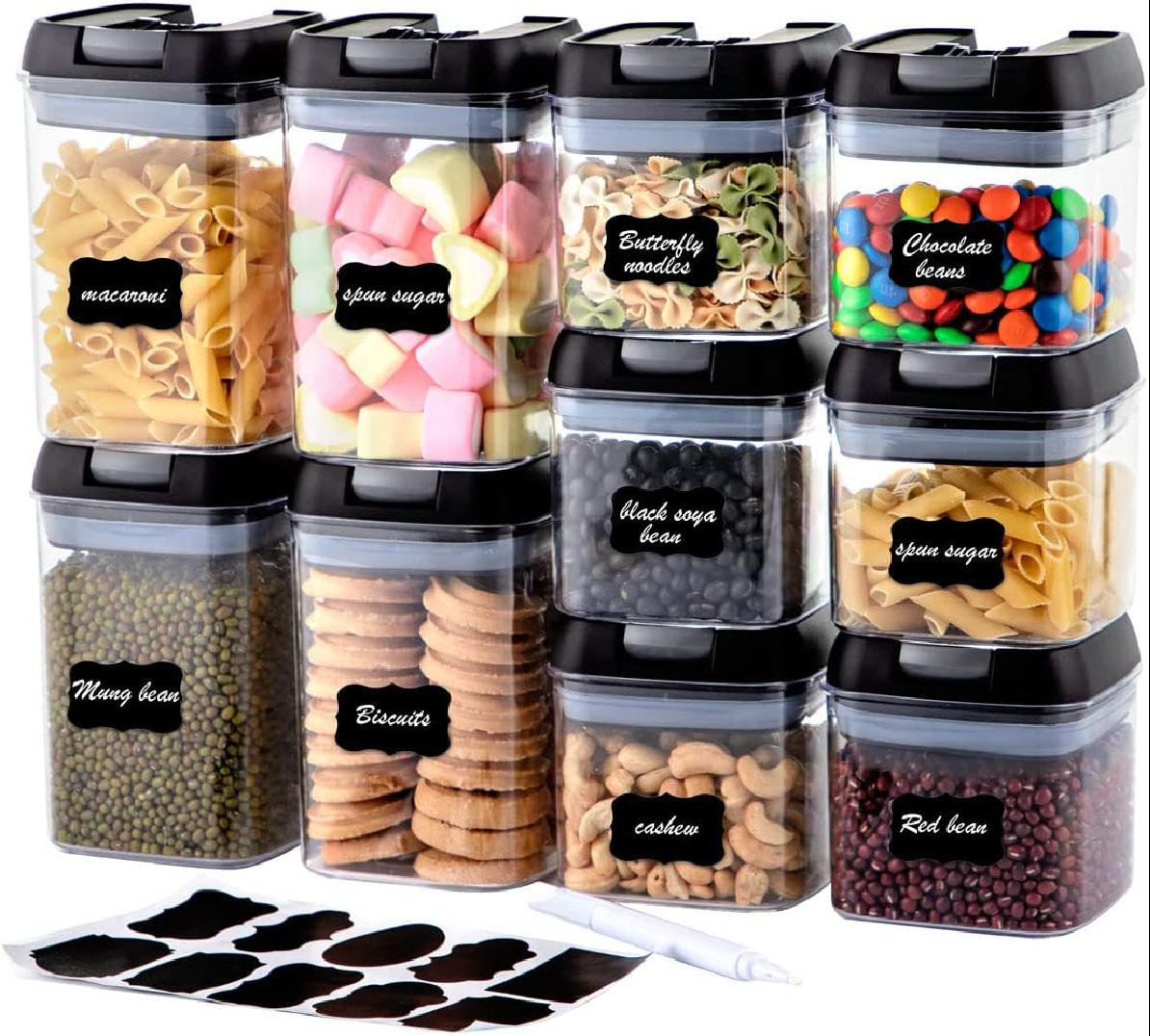 Airtight Food Storage Containers BPA Free Clear Plastic Airtight Containers With Easy Lock Lids For Kitchen Pantry Organization And Storage - Sugar, ...