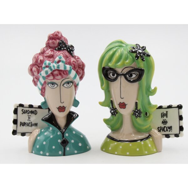 Girl with Little Dog Salt & Pepper Shakers Set By 180 Degrees