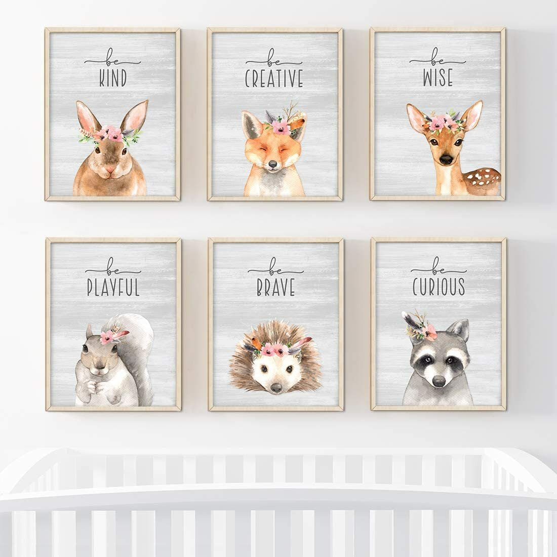 Harriet Bee Desideria Inspirational Floral Roses Woodland Forest Animals Rabbit Fox Deer Hedgehog Raccoon 6 Piece Set Paper Print Reviews Wayfair