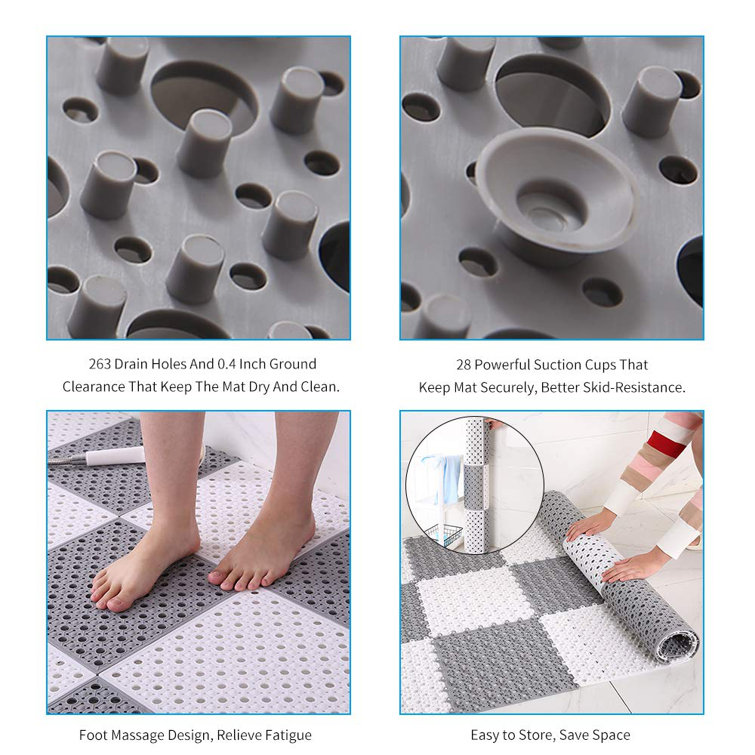mDesign Non-Slip Bath Mat for Bathroom Shower with Suction Cups Graphite mDesign Non-Slip Bath Mat for Bathroom Shower with Suction Cups Graphite