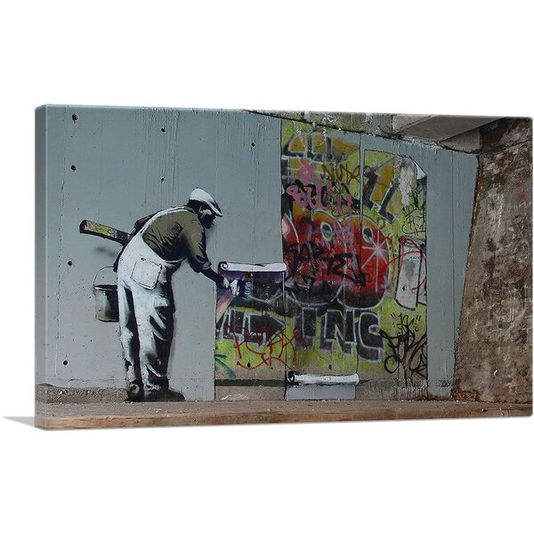 Artcanvas Graffiti Wallpaper Hanging By Banksy Wrapped Canvas Painting Wayfair