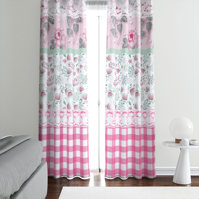 Folk N Funky Shabby Cottage Chic Window Curtains 2 Panels