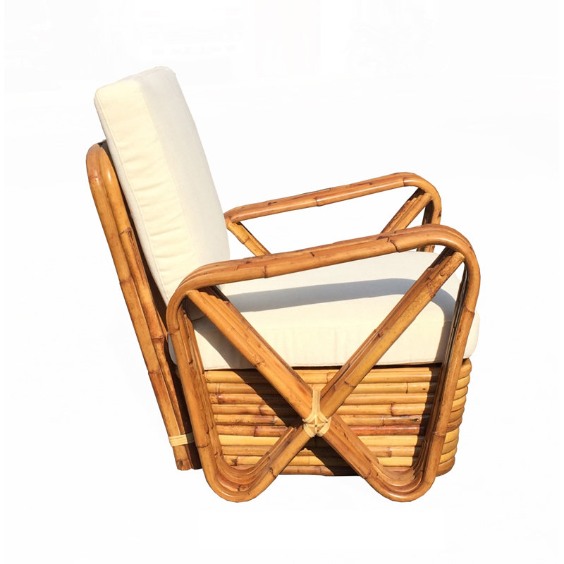 Bayou Breeze Aguero Retro Rattan Lounge Patio Chair With Cushion Wayfair