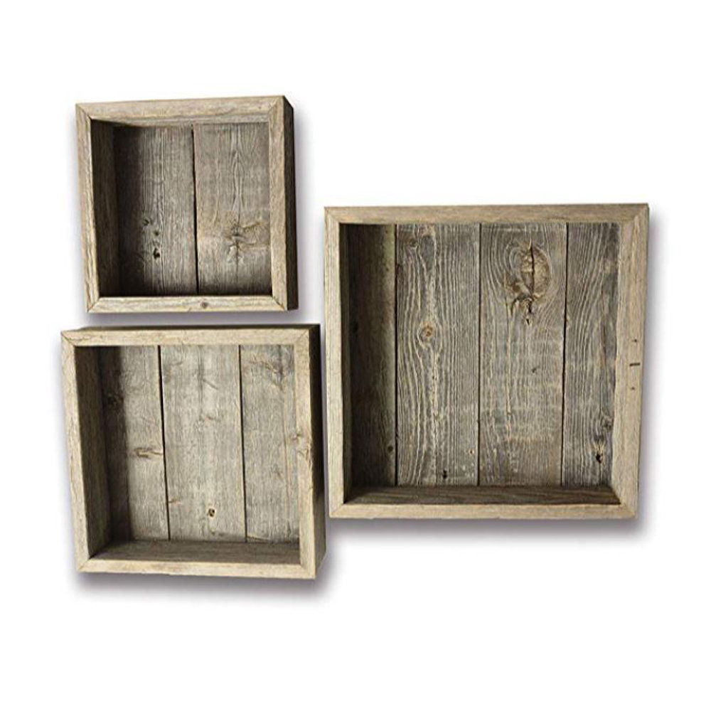 Gracie Oaks Bluford 3 Piece Square Solid Wood Floating Shelf With Reclaimed Wood Wayfair