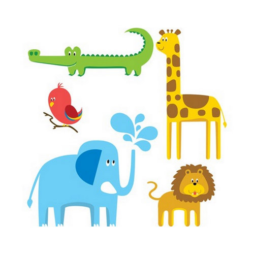 Elephant Giraffe Zoo Animals Wall Sticker East Urban Home Size: 60cm H x 60cm W