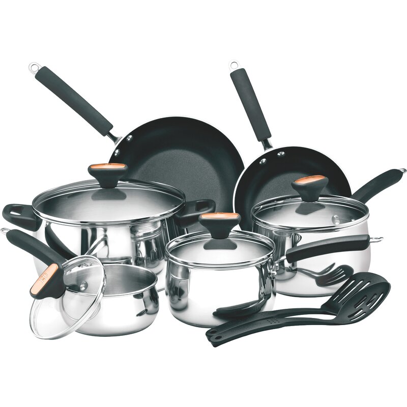 Paula Deen 12-Piece Non-Stick Stainless Steel Cookware Set & Reviews ...