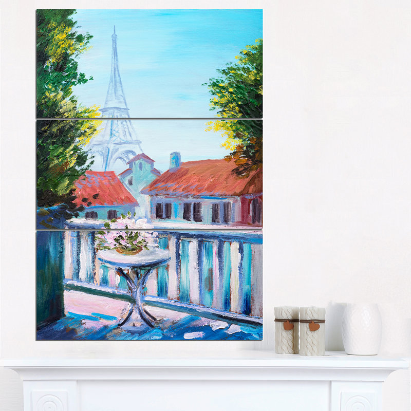 Designart Eiffel Tower Long View 3 Piece Painting Print On